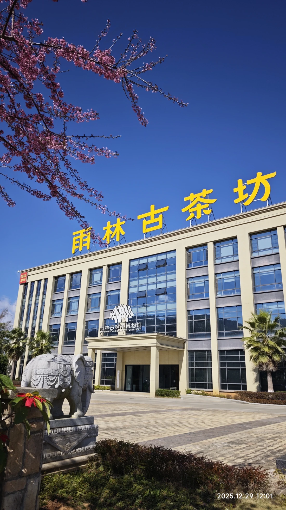The exterior of Yulin Guchafang’s office and exhibition building. Its clean, modern spaces house administrative offices, product displays and a tea museum.